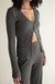 Rib-knit open front top in gunmetal — main image