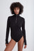 Quarter zip bodysuit in black — main image
