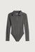 Quarter zip bodysuit in gunmetal — main image
