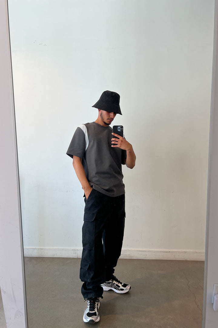 SHOULDER PANEL T-SHIRT in Asphalt Cloud — alternate angle