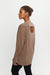 Long sleeve top with open back in brown — main image