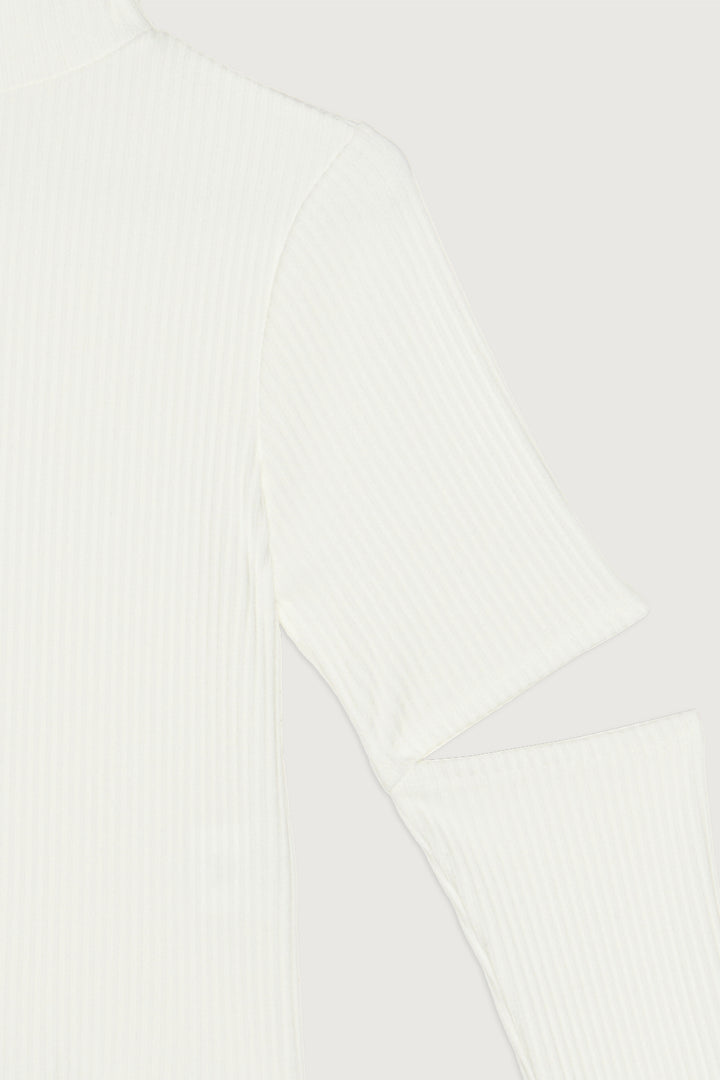 CUTOUT TURTLENECK TOP in White — alternate angle