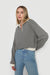 Striped collared long sleeve top in black — main image