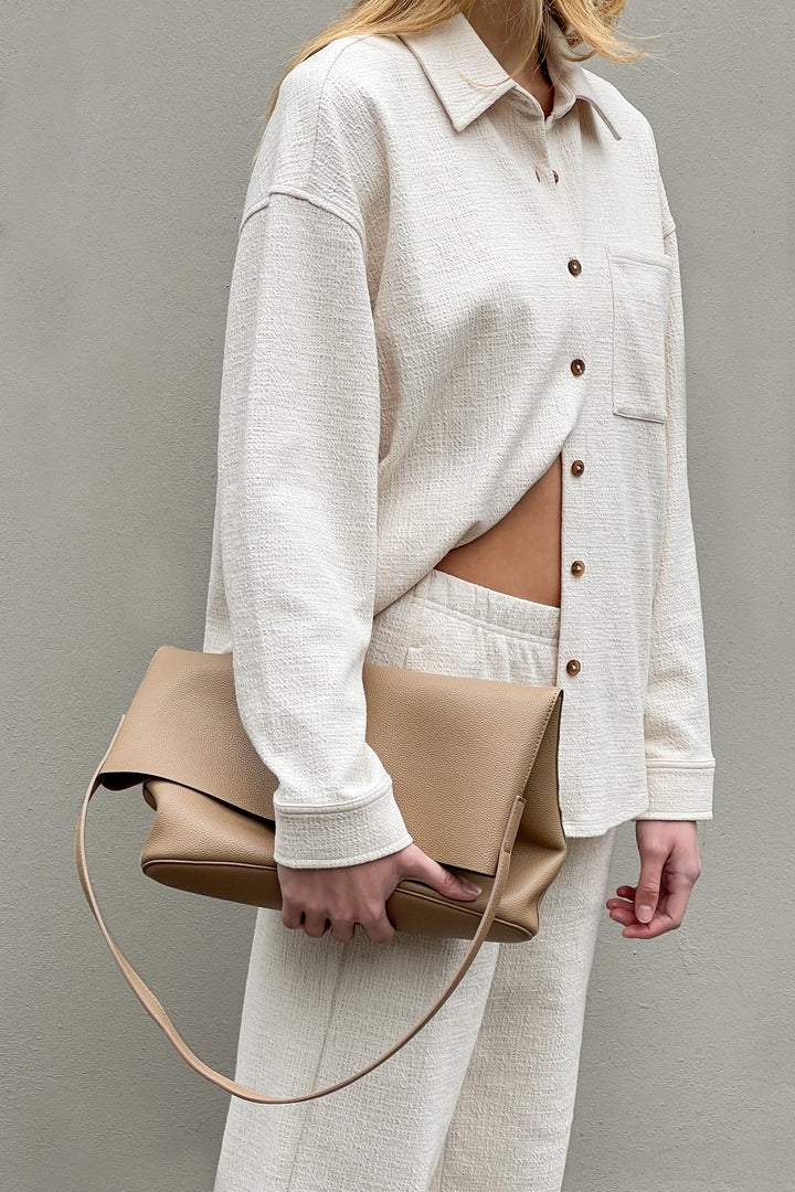 OVERSIZED KNIT SHIRT in Oatmeal — alternate angle