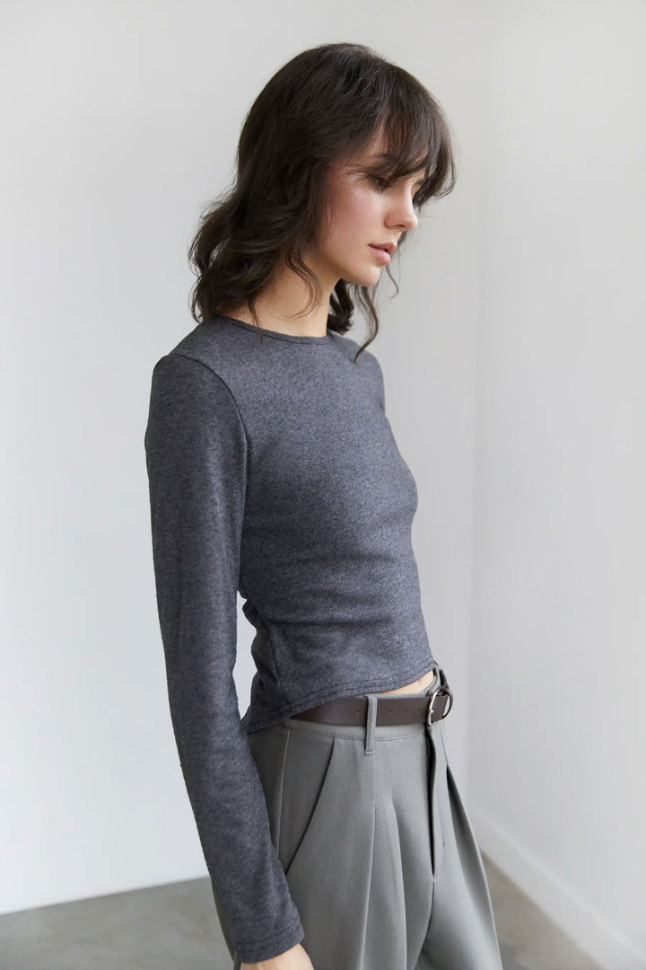 OPEN BACK TOP in GREY — alternate angle