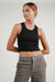Cropped ribbed tank in black — main image