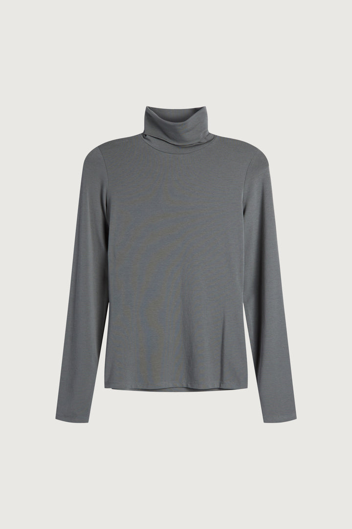 TURTLENECK KNIT TOP in Gunmetal — alternate angle