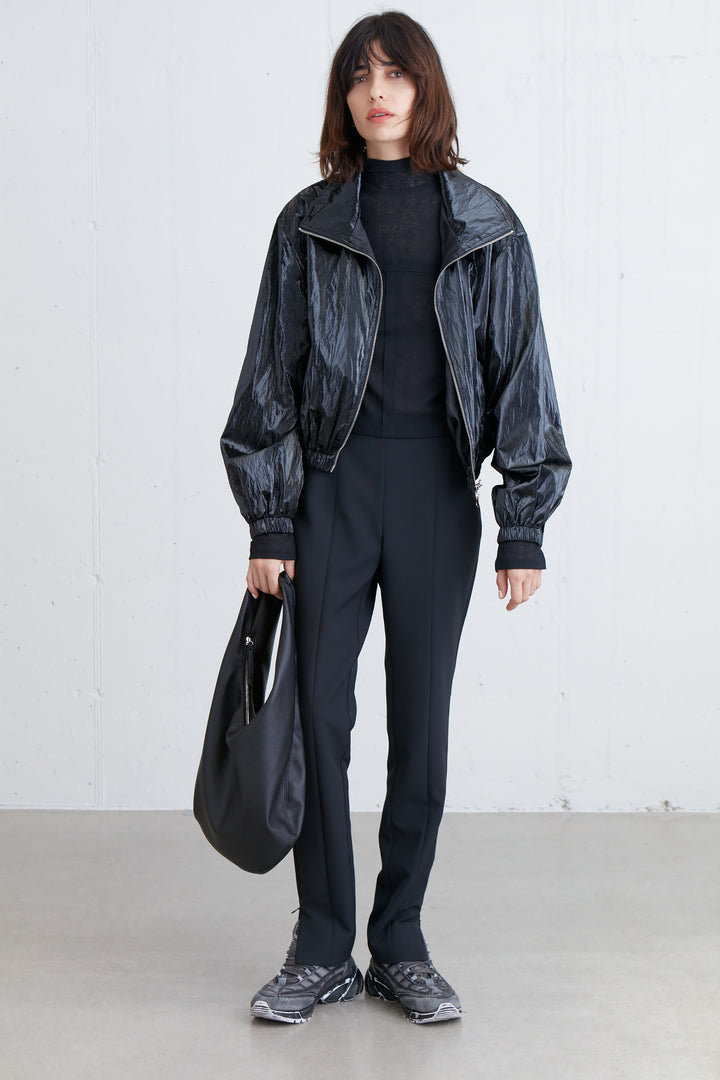 MOCKNECK TOP WITH SEAM DETAILS in Black — alternate angle