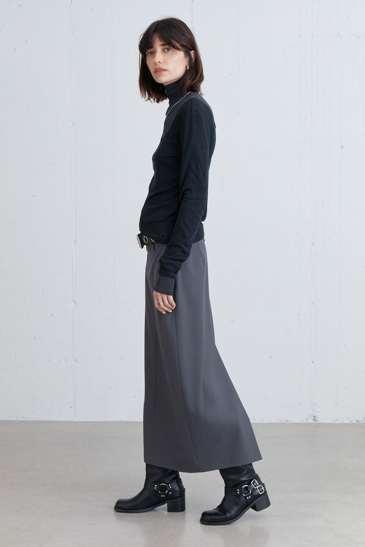 SHEER SCOOP NECK LONG SLEEVE TOP in Black — alternate angle