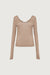 Sheer scoop neck long sleeve top in taupe grey — main image