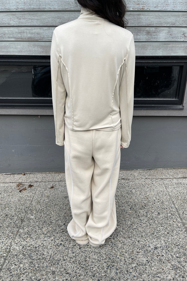 QUARTER ZIP SLEEVE TOP in Pelican — alternate angle