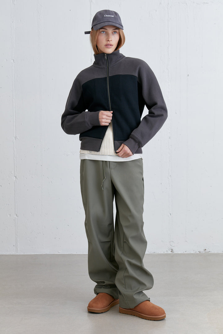 COLOUR BLOCK ZIP-UP JACKET in Asphalt Black — alternate angle