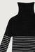 Striped turtleneck top in black — main image