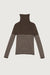 Striped turtleneck top in brown — main image