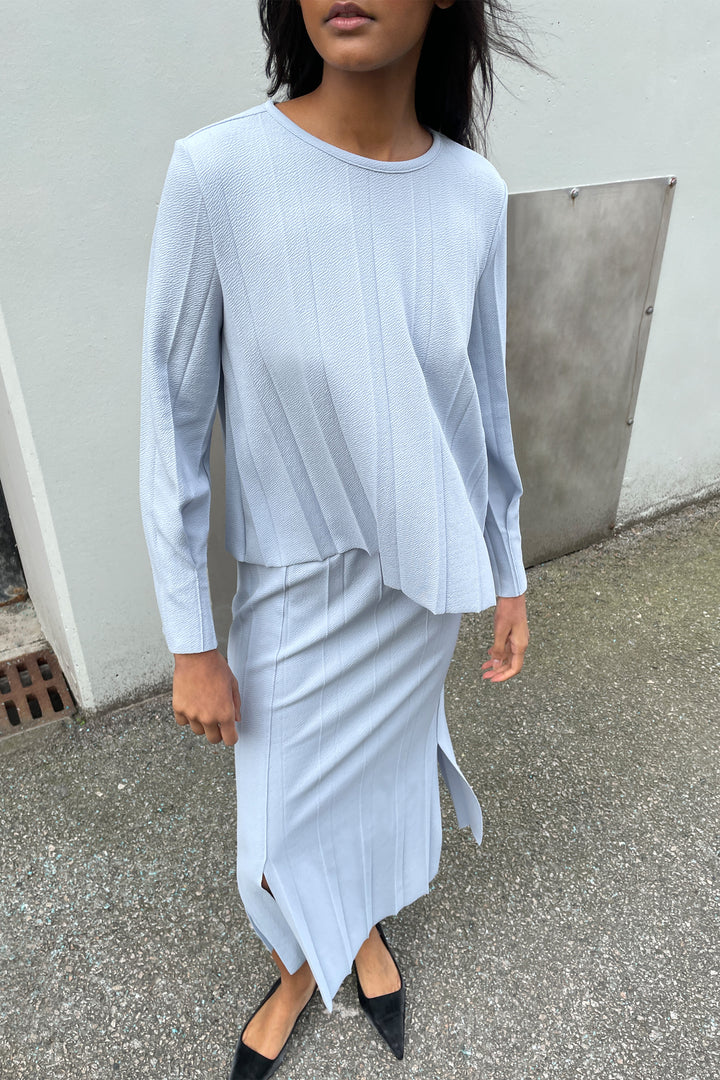 WIDE RIBBED TOP in Blue Grey — alternate angle