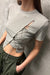 Cropped tee with diagonal tie in khaki — main image