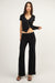 Polo knit button front top in black beauty — main image