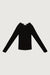 Ribbed long sleeve top with cutouts in black — main image
