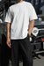 Round neck oversized tee in white — main image