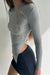 Long sleeve top with split sides in grey — main image