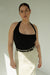 Ribbed halter tank in black — main image