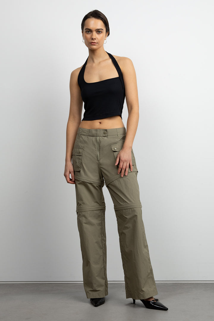 RIBBED HALTER TANK in Black — alternate angle