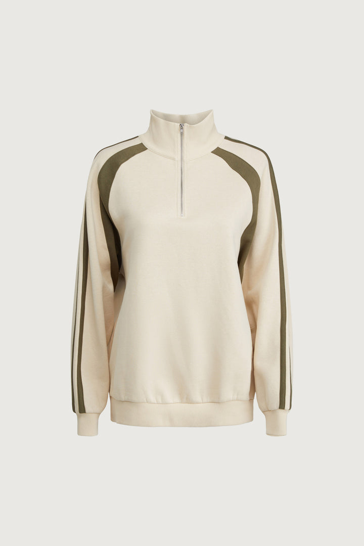 VARSITY HALF ZIP PULLOVER in Kalamata Fog — alternate angle