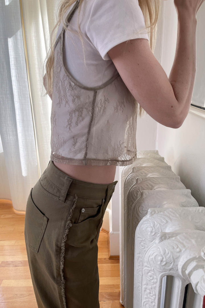 LACE TANK TOP in Abbey Stone — alternate angle