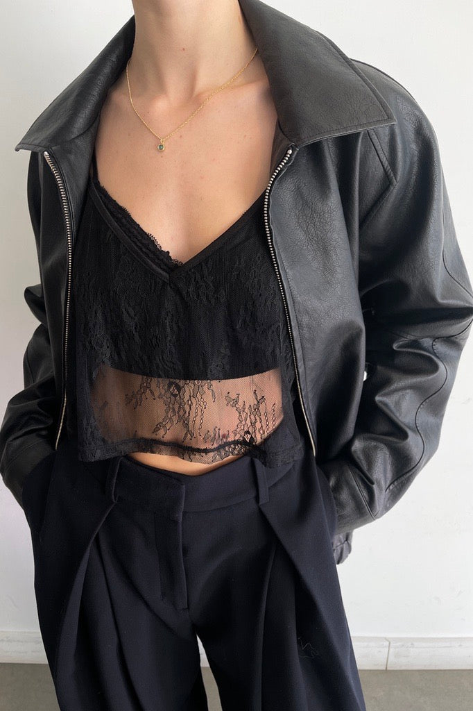 LACE TANK TOP in Black — alternate angle