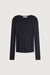 Ribbed crewneck long sleeve in black — main image