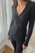 Ribbed ruched front top in black — main image