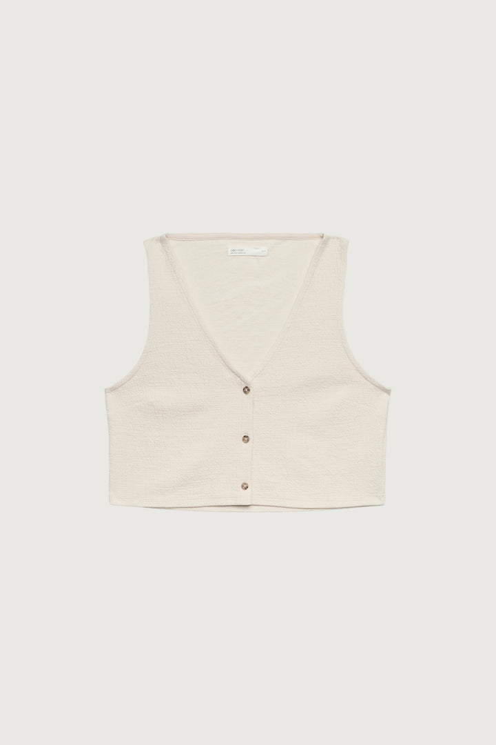 BUTTON FRONT TANK in Oatmeal — alternate angle
