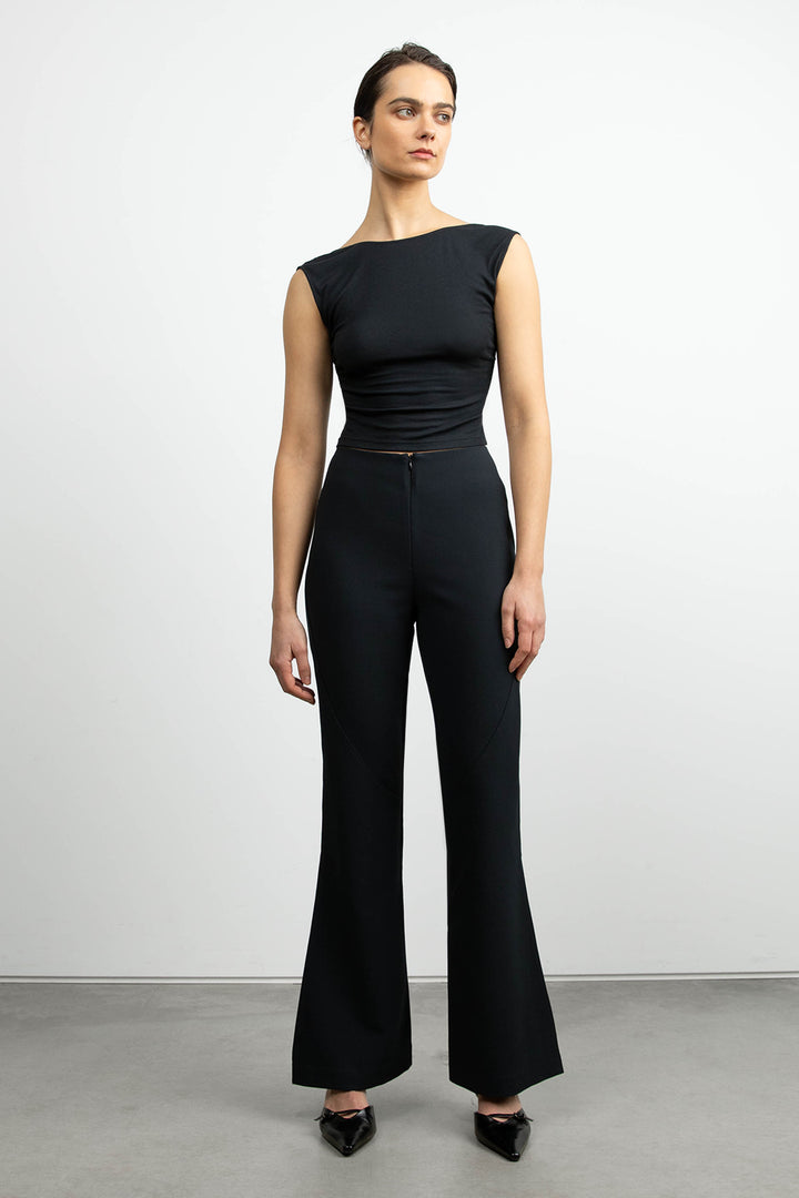 OPEN BACK KNIT TOP in Black — alternate angle