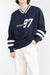 Varsity graphic jersey sweatshirt in navy blazer birch — main image