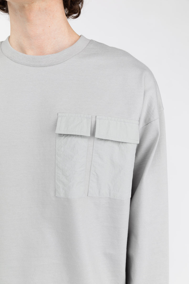 CREWNECK SWEATSHIRT WITH CARGO POCKET in Limestone — alternate angle