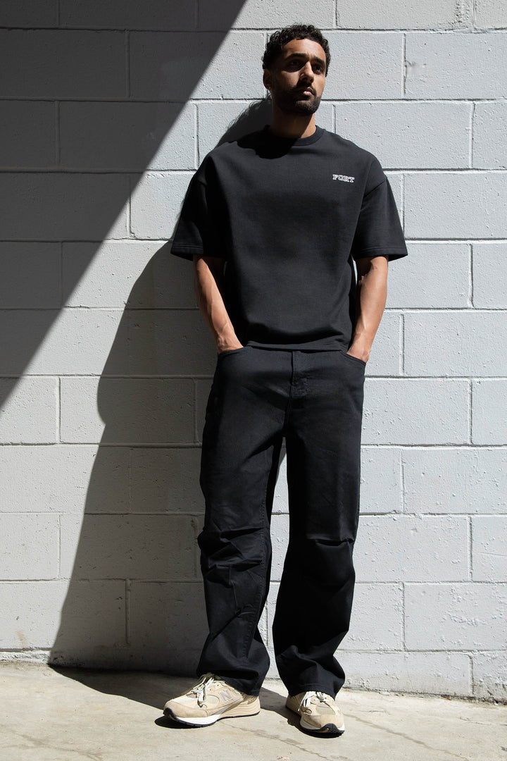 FORT' SHORT SLEEVE SWEATSHIRT in Black — alternate angle