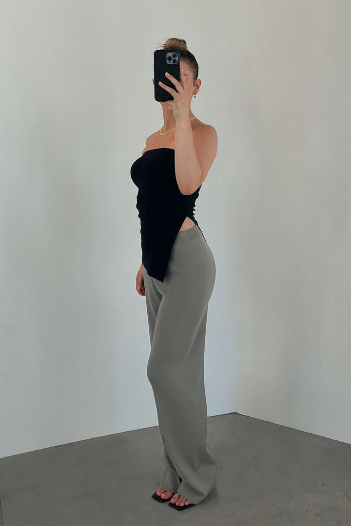 SIDE SLIT TUBE TOP in Black — alternate angle