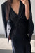 Metallic pleated gathered front top in black shimmer — main image