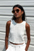 Patterned crop top in white — main image
