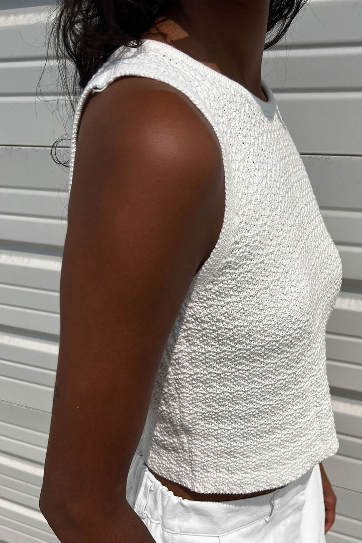 PATTERNED CROP TOP in White — alternate angle