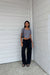 Exposed seam crop top in grey — main image