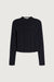 Exposed seam mockneck top in black — main image