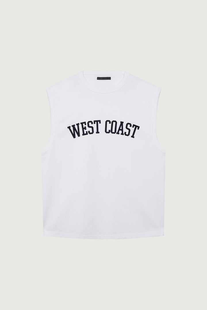 WEST COAST EAST COAST MUSCLE TANK in White West — alternate angle