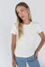 Crinkle textured t-shirt in cream — main image
