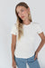Crinkle textured t-shirt in cream — main image