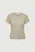 Crinkle textured t-shirt in moss grey — main image