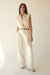 Sleeveless oversized knit shirt in oatmeal — main image