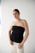 Tube top with fold-over detail in black — main image