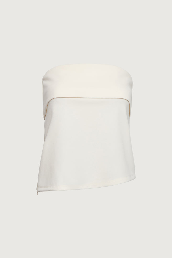 TUBE TOP WITH FOLD-OVER DETAIL in Cream — alternate angle