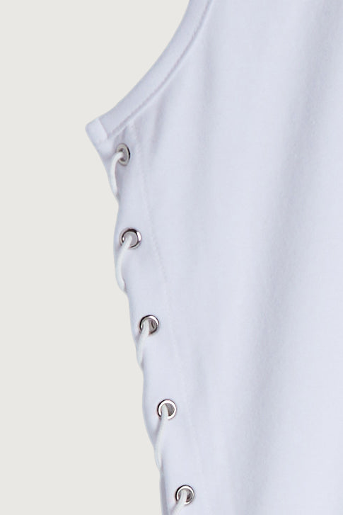 TANK TOP WITH SIDE TIE in White — alternate angle